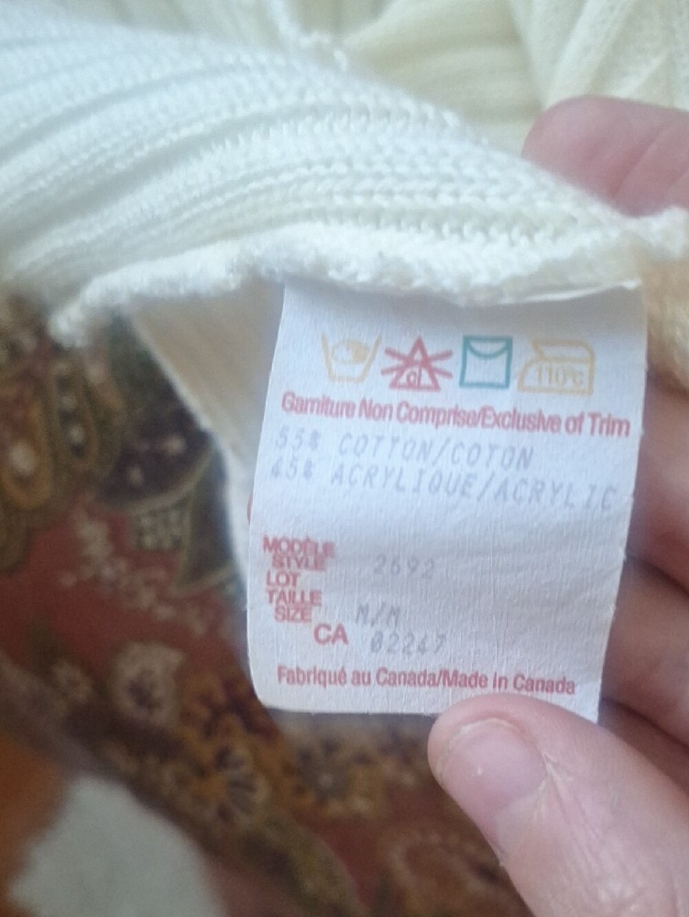 Cream V-Neck Button Ribbed Sweater - Picture 4 of 4